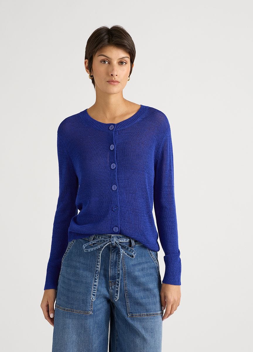 David Lawrence Women s Isla Linen Mix Cardigan