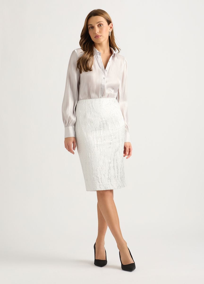 David Lawrence | Women's Metallic Jacquard Skirt