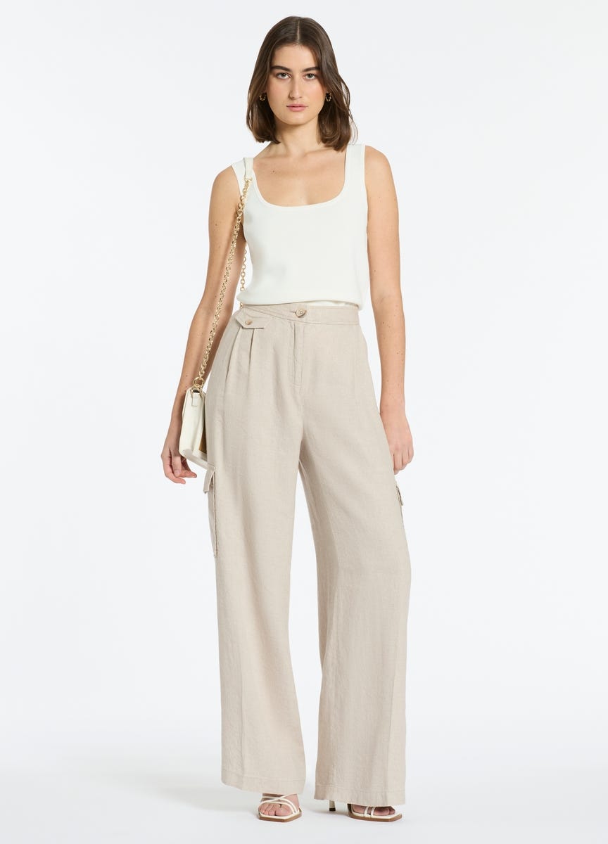 Linen cargo discount pants womens