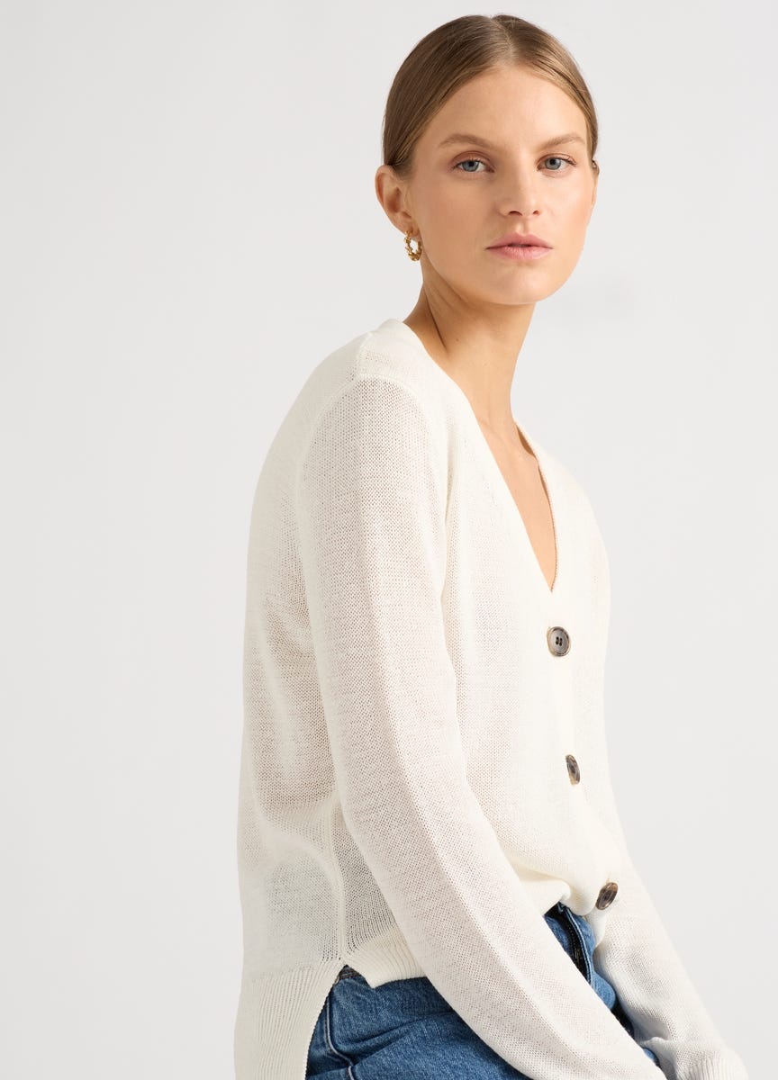 Linen cardigans sales