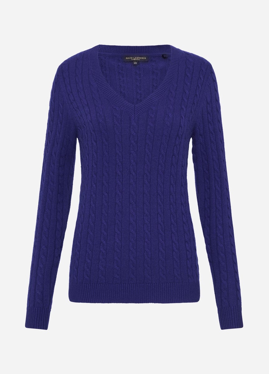 David Lawrence Women s Everyday V Neck Cable Knit
