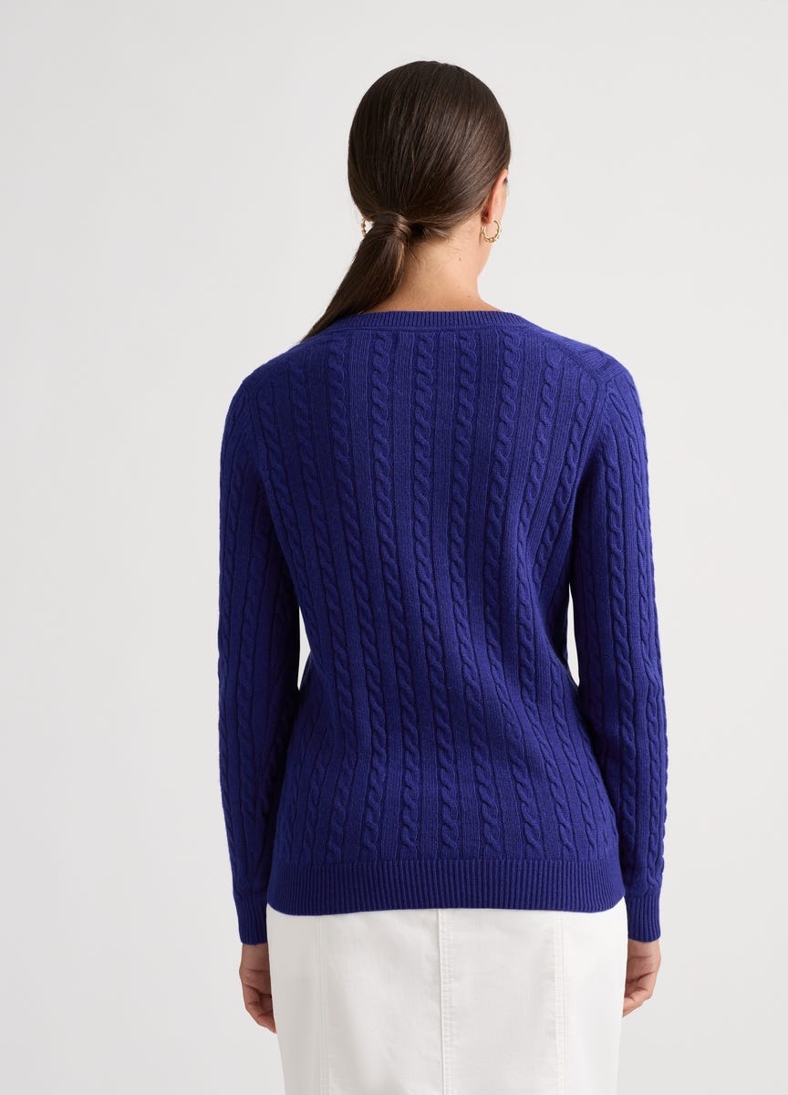 Women's v neck cable knit sweater sale