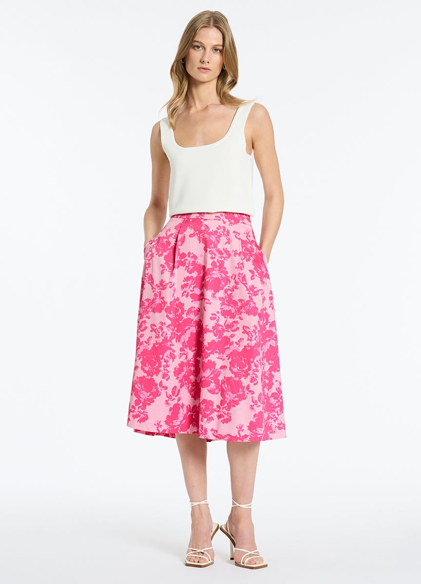 Pink cotton on sale midi skirt