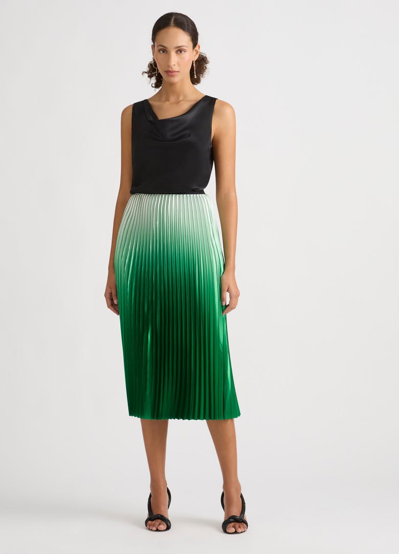 Green ombre 2025 pleated skirt