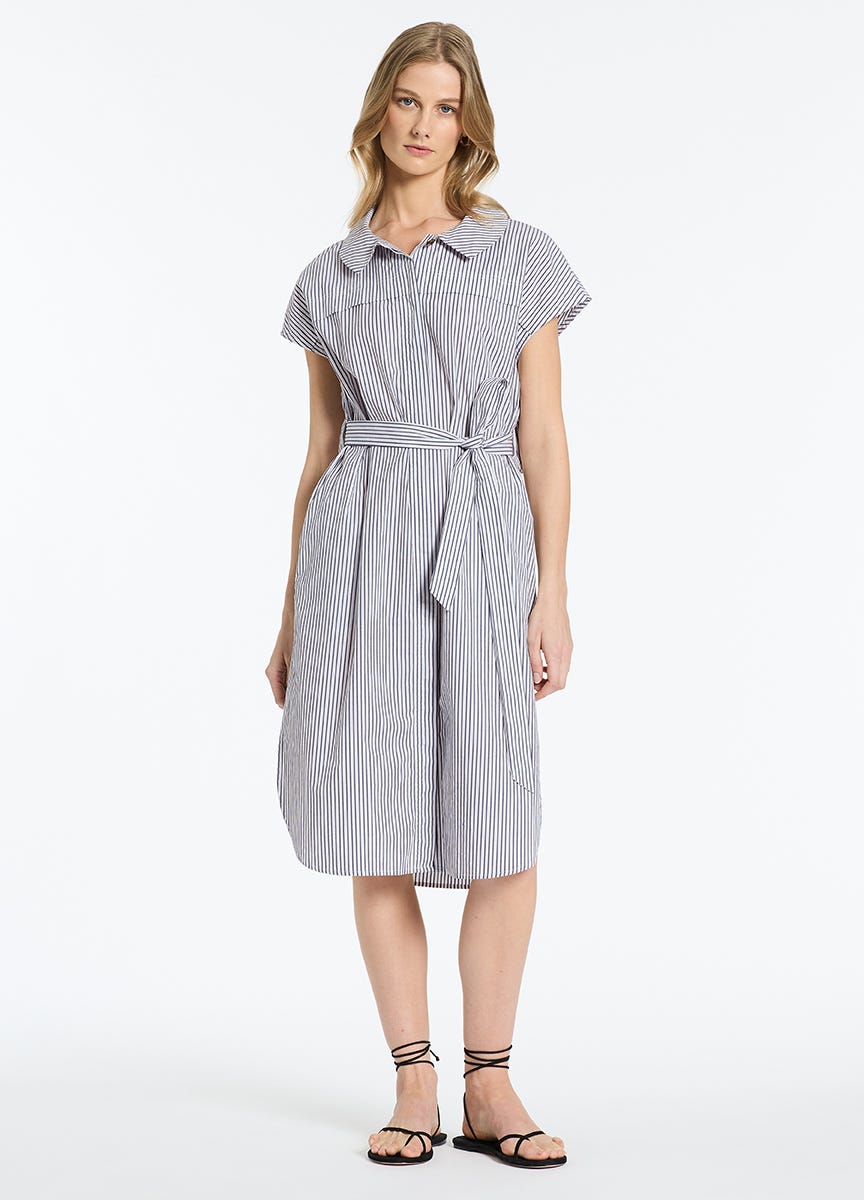 Grey striped shop shirt dress
