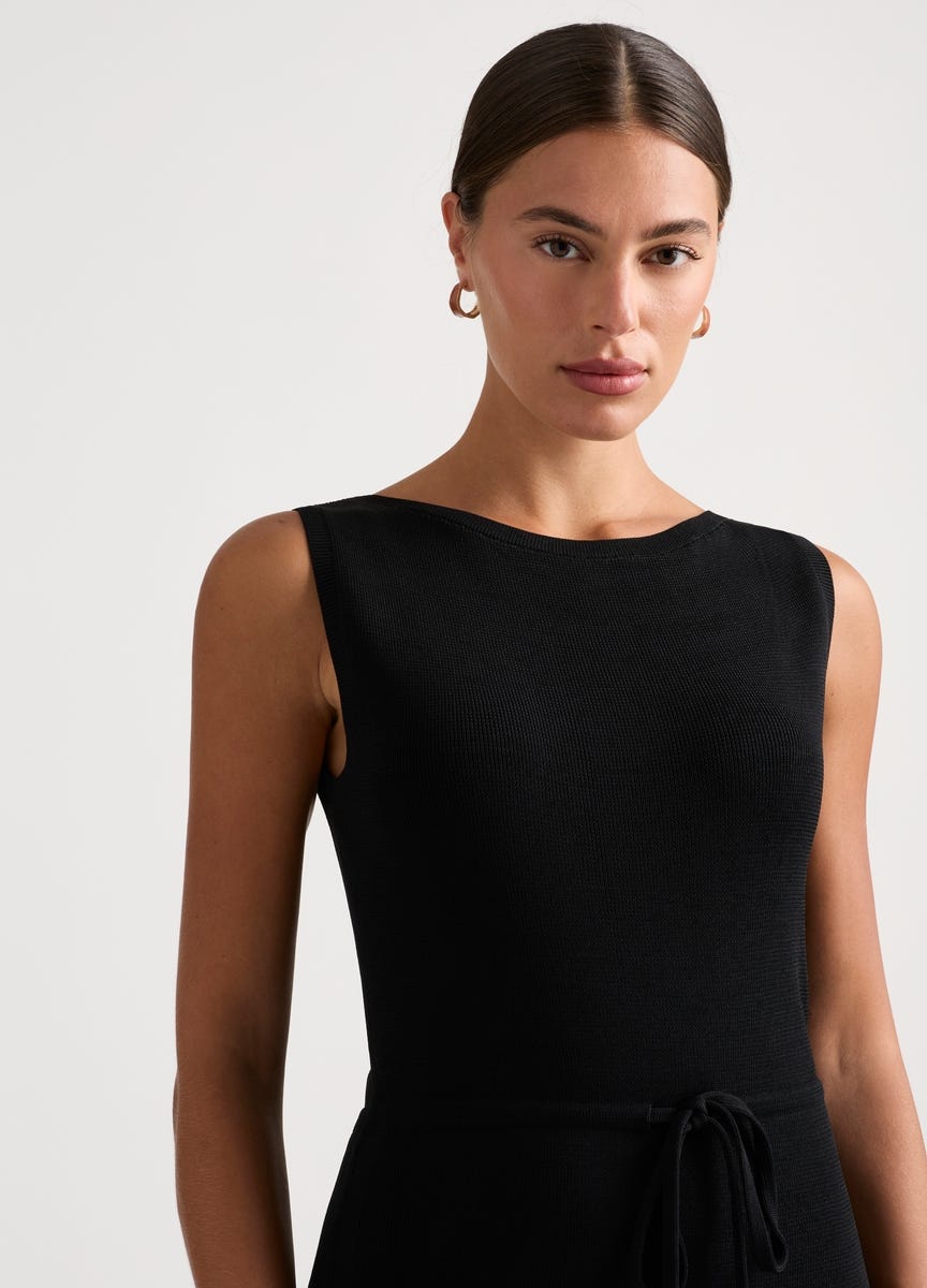 Black sleeveless knit dress clearance