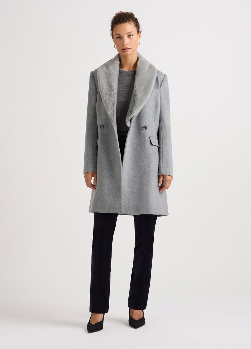Fur collar dress coat store